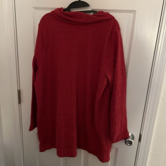 J Jill French Terry Red XL Tall Cowl Neck Tunic - Picture 5 of 5
